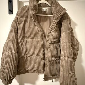 Vigoss Women's Beige Corduroy Puffer Jacket